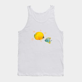 Charming Butterflyfish And Starfish Tank Top